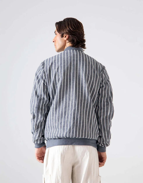 STRIPED TEXTURED BOMBER JACKET
